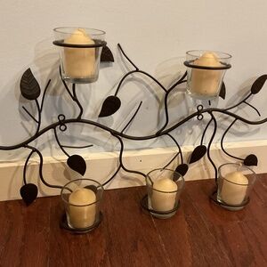 METAL WALL DECOR WITH CANDLE HOLDERS